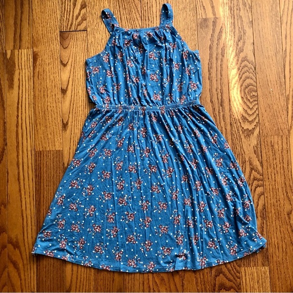 Nordstrom Floral Cutout Back Sleeveless Blue Dress Girl’s Size Xl (14/16) - Picture 8 of 8